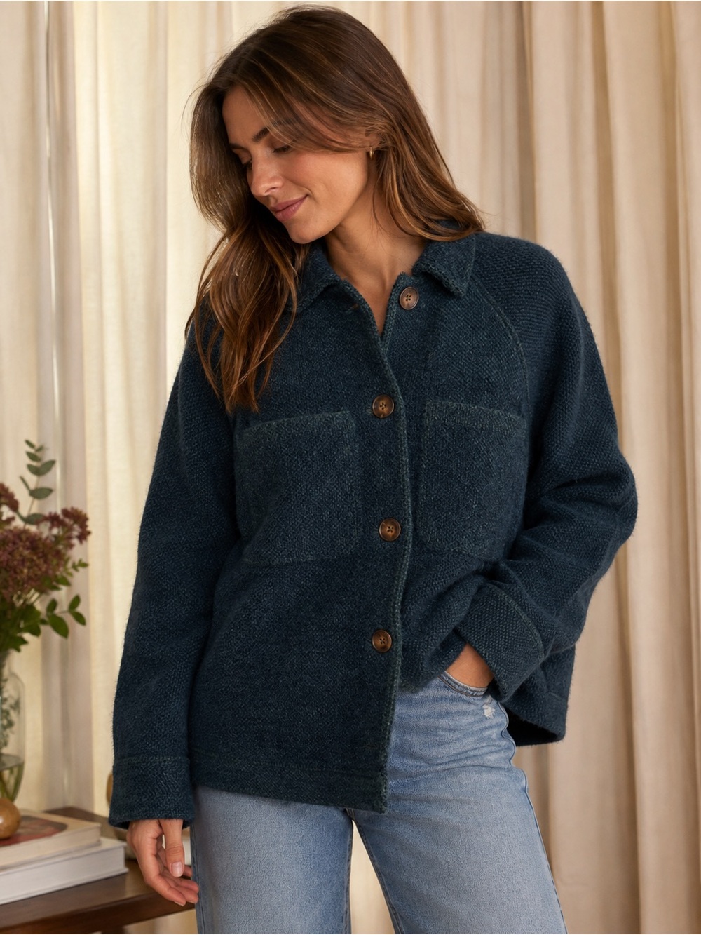 Greylin Teddy Jacket in Deep Teal